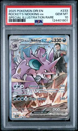 Rocket's Nidoking Ex #233 2025 Pokemon Dri En-Destined Rivals PSA 10 SIR - Image 1