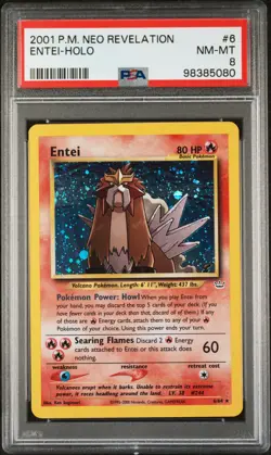 Entei-Holo #6 2001 Pokemon Neo Revelation PSA 8 - Image 1