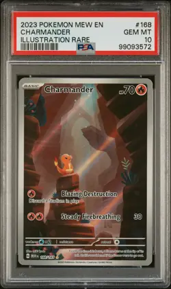 2023 POKEMON MEW EN-151 ILLUSTRATION RARE #168 CHARMANDER PSA 10 - Image 1