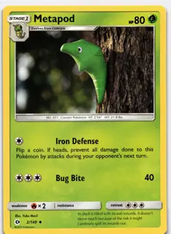 Metapod Uncommon SM Base Set 2/149 NM Pokemon - Image 1