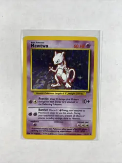 Pokemon Mewtwo Base Set 10/102 Holo Rare Card - Image 1