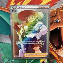 Pokemon TCG Milo 201/192 Trainer Secret Rainbow Rare Holo Card Rebel Clash NM/M - Image 3