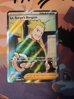 Lt Surge's Bargain 170/132 Mega Evolution Full Art Trainer Pokemon Card NM - Image 1