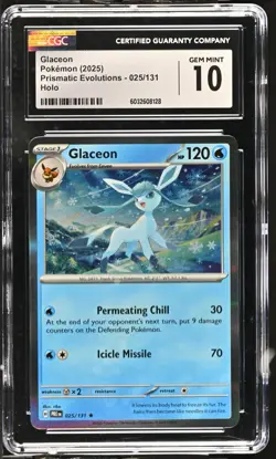CGC 10 GEM MINT Glaceon 025/131 HOLO RARE Prismatic Evolutions Pokemon Card 250 - Image 1