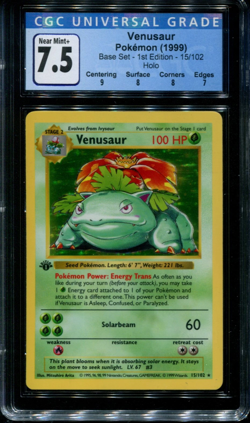 Pokemon - Venusaur 1st Edition - 15/102 - CGC 7.5 Near Mint+ - Base Set Shadowle - Image 1