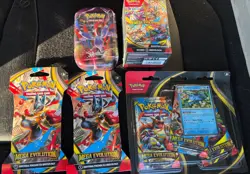 Pokemon Mega Evolutions Lot Of 5 (1)Booster Bundle, tin, 3 pack blister 2 packs - Image 1