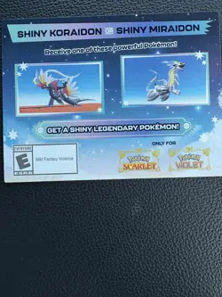 Pokemon Scarlet And Violet Serial Codes Shiny Koraidon or Miraidon UNSCRATCHED! - Image 2
