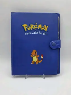 Vintage 1999 Pokemon Charmander Blue 4 Pocket 18 Page Card Binder Holder VGC - Image 1