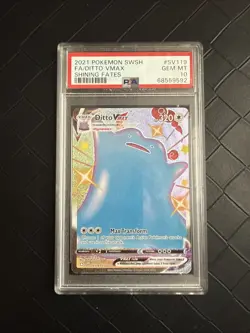 Pokemon TCG Ditto VMAX Shining Fates Holo Card SV119/SV122 PSA GEM MT 10 - Image 1