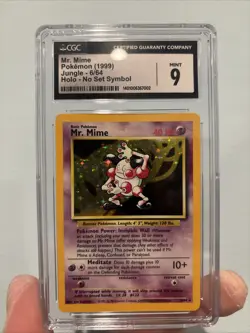 Pokemon Jungle Holo Mr. Mime No Symbol 6/64 Rare Card CGC Mint 9 - Image 1