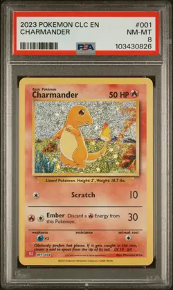 2023 POKEMON CLC-TRADING CARD GAME CLASSIC #001 CHARMANDER PSA 8 - Image 1