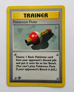 Pokemon Flute 86/102 Shadowless 1st Edition Pokemon Card TCG Base Set English - Image 3