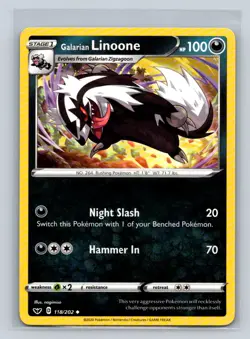 Galarian Linoone #118/202 SWSH01 Sword & Shield Base Set Uncommon Pokemon D46 - Image 1