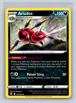 Ariados #103/189 SWSH03: Darkness Ablaze Uncommon - Pokemon Cards D46 - Image 1
