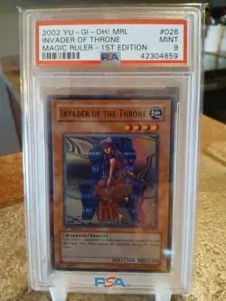 Yugioh Invader of The Throne PSA 9 Magic Ruler 1st Edition MRL-026 (Case Scuffs) - Image 1