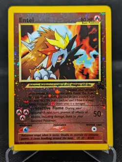 Pokemon TCG Entei Promo 34 Reverse Holo Double Swirl 🍥🍥 - Image 1