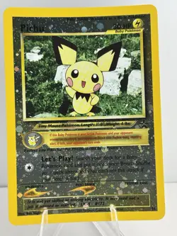 2001 Pokemon Black Star Promo #35 Pichu reverse foil holo Pokemon league LP/NM - Image 1