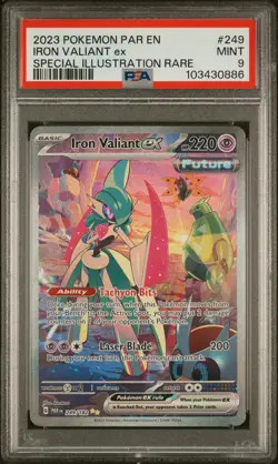 2023 POKEMON PAR EN-PARADOX RIFT SPECIAL ILLUSTRATION RARE IRON VALIANT EX PSA 9 - Image 1