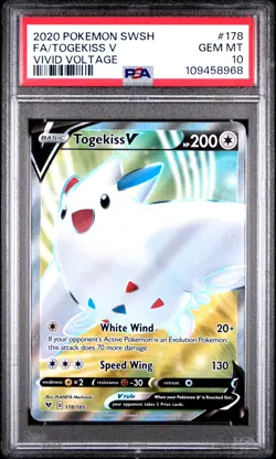 2020 Pokemon Sword & Shield Vivid Voltage 178 Togekiss V Full Art PSA 10 GemMint - Image 1