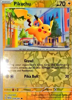 Pokemon Pikachu TCG SV-Paldean Fates #18/91 Reverse Holo Common Card - Image 1