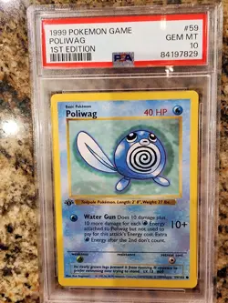 Poliwag 1st Edition Base Set Shadowless 1999 Card 59/102 Pokemon PSA 10 Gem Mint - Image 1