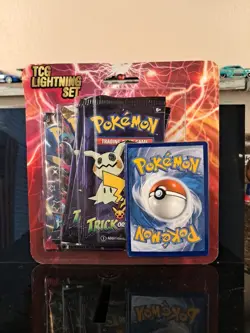 Konami Pokemon TCG Lightning Set Booster 3 Packs 1 Bonus Card Coin - 307386 - Image 1