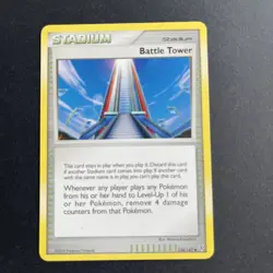 Stadium Battle Tower and Supporter Bebe’s Search Pokemon Trading Cards - Image 1