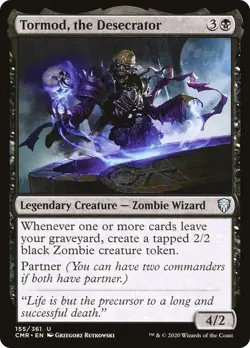 Tormod, the Desecrator 155 CMR MTG Black Zombie Partner Wizard Legendary Uncommo - Image 1