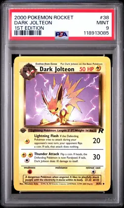 2000 Pokemon Rocket Dark Jolteon 1ST Edition PSA 9 #38 - Image 1