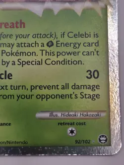 2010 Pokemon TCG HGSS Triumphant Holo Celebi Prime 92/102 LP - Image 3