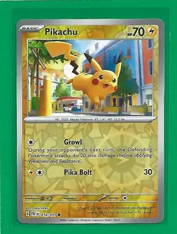 Pokemon TCG SV-Paldean Fates Pikachu #18/91 Common Reverse Holo - Image 1