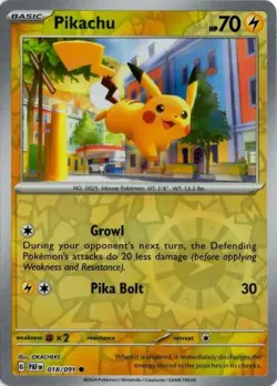 Pokemon TCG SV-Paldean Fates Pikachu #18/91 Common Reverse Holo - Image 1