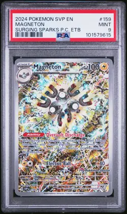 2024 POKEMON SURGING SPARKS POKEMON CENTER ETB PROMO SVP EN #159 MAGNETON PSA 9 - Image 1