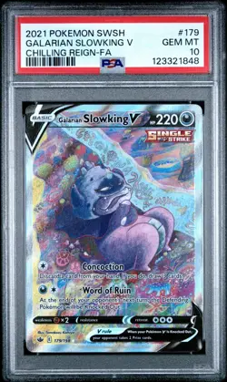PSA 10 GALARIAN SLOWKING V 179/198 FULL ART CHILLING REIGN POKEMON 🌑 - Image 1