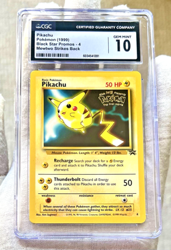 CGC 10 GEM MINT Pikachu 1999 Black Star Promos 4 WB Movie Pokemon Card - PSA TAG - Image 2