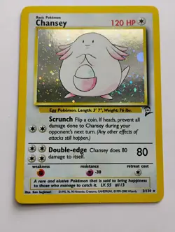Pokemon Card - Chansey 3/130 Holo Rare Base Set 2 Vintage 1999 WOTC - Image 1