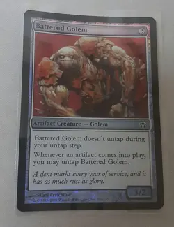 Battered Golem Foil Creature Card Magic The Gathering Used - Image 1