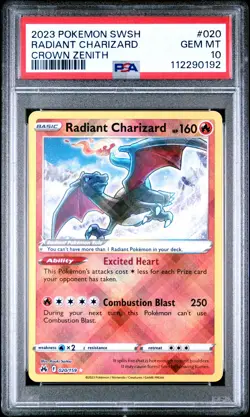 2023 POKEMON SWORD & SHIELD CROWN ZENITH #020 RADIANT CHARIZARD PSA 10 - Image 1