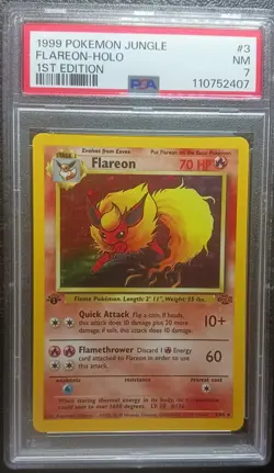 1999 FLAREON-HOLO 1st Edition 3/64 PSA 7 Vintage Pokemon Jungle Rare - Image 1