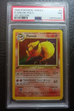 1999 FLAREON-HOLO 1st Edition 3/64 PSA 7 Vintage Pokemon Jungle Rare - Image 4