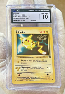 CGC 10 GEM MINT Pikachu 1999 Black Star Promos 4 WB Movie Pokemon Card - PSA TAG - Image 2