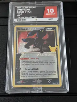 Pokemon Umbreon TCG Gold Star Ace 10 Celebrations Card 17/17 ref320 - Image 1