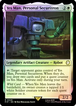 MTG FOIL Yes Man, Personal Securitron - Fallout Commander #029 - Image 1