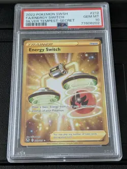 2022 POKEMON SWSH SILVER TEMPEST #212 ENERGY SWITCH FULL ART SECRET RARE PSA 10 - Image 1