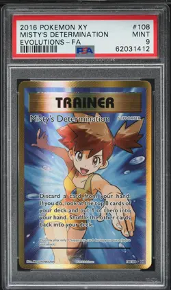 2016 Pokemon XY Evolutions Full Art Misty's Determination #108 PSA 9 MINT - Image 1