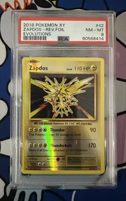 2016 Pokemon XY Evolutions Zapdos 42/108 Reverse Holo Foil PSA 8 NM-MINT - Image 1