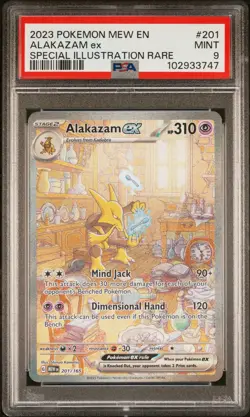 2023 POKEMON MEW EN-151 SPECIAL ILLUSTRATION RARE #201 ALAKAZAM EX PSA 9 - Image 1
