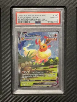 2021 PSA 8 FA Flareon VMAX #180 Full Art Alternate Art Promo SWSH180 Pokemon TCG - Image 1
