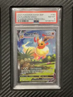2021 PSA 8 FA Flareon VMAX #180 Full Art Alternate Art Promo SWSH180 Pokemon TCG - Image 1