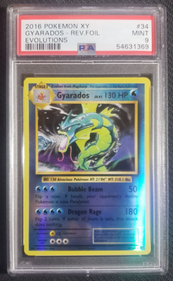 2016 POKEMON XY EVOLUTIONS #34 GYARADOS REVERSE FOIL PSA 9 MINT - Image 1